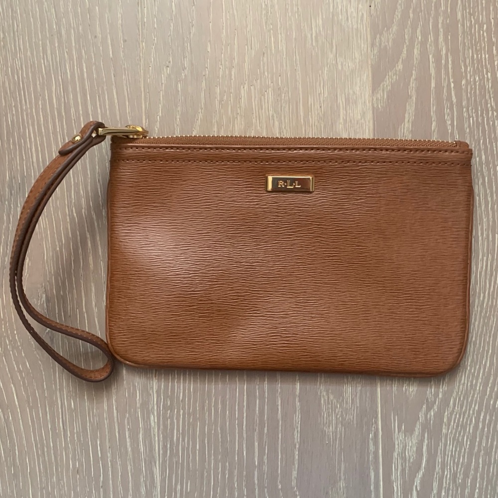 Ralph Lauren Brown Leather Wristlet Pouch